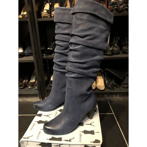 Bottes Bottes en cuir bleu effet usé taille 38 - Tina-T - Modalova