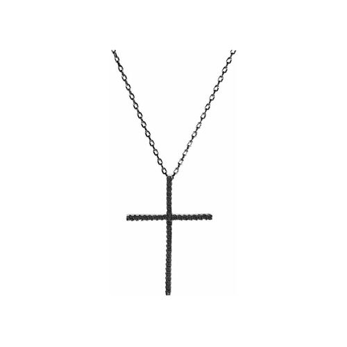 Collier Collier Argent Noir Croix Verticale - Orusbijoux - Modalova