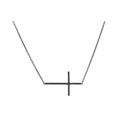 Collier Collier Argent Noir Croix Horizontale - Orusbijoux - Modalova