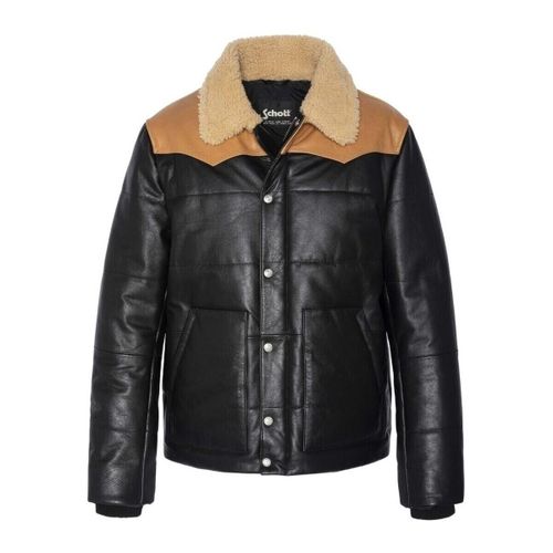 Veste Doudoune en cuir ref 55489 Noir Cognac - Schott - Modalova