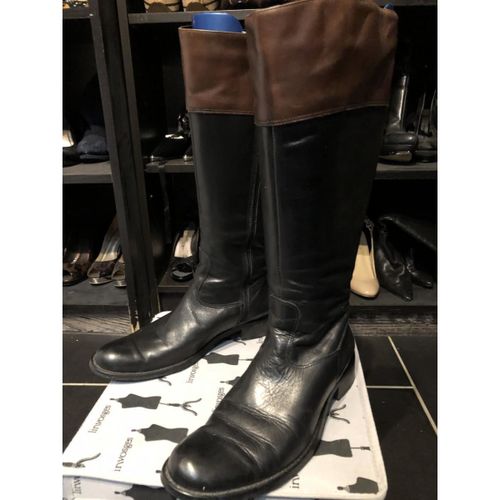Bottes plates bottes cavalière '' en cuir noir et marron taille 38 - Samoa - Modalova