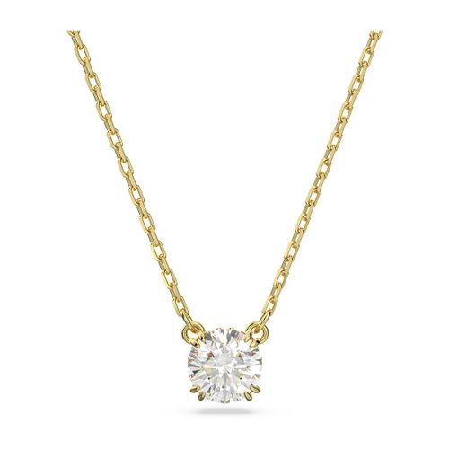 Collier Pendentif Constella doré rond blanc - Swarovski - Modalova