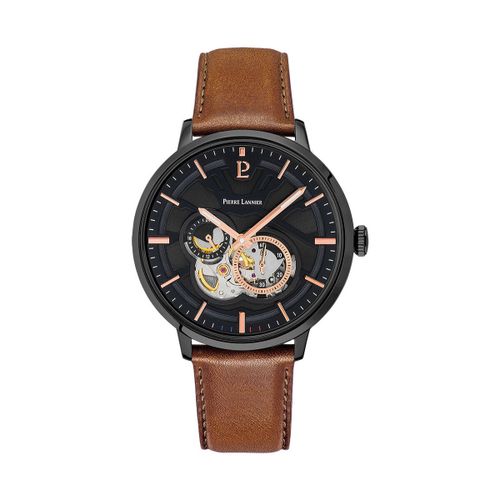Montre Montre TRIO Noir Cuir Brun - Pierre Lannier - Modalova