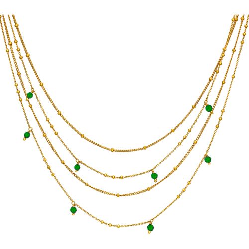 Collier Collier Argent Doré Multiples Chaine Et Pierres Naturelles - Orusbijoux - Modalova