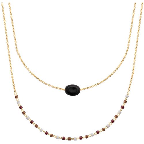 Collier Collier double rang plaqué or obsidienne - Brillaxis - Modalova