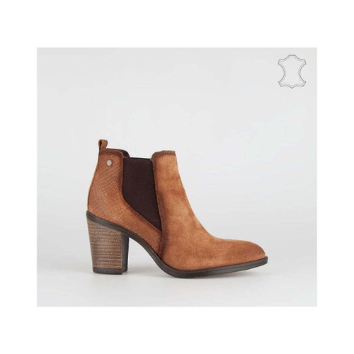 Bottines Chelsea boots à talons, en daim cognac - Vera Collection - Modalova