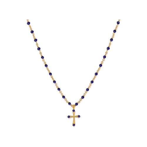 Collier Collier Argent Doré Croix Et Pierres Naturelles Lapis - Orusbijoux - Modalova