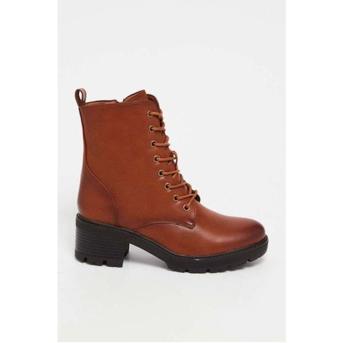 Bottines Bottines à lacets et à Talon Bloc, Cognac - Vera Collection - Modalova