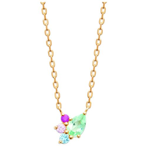 Collier Collier plaqué or oxydes colorés 45 cm - Brillaxis - Modalova
