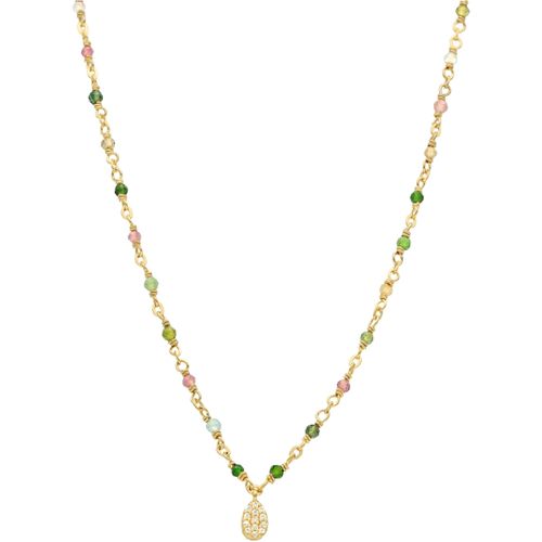 Collier Collier Argent Doré Goutte Serti Blanc Pierres - Orusbijoux - Modalova