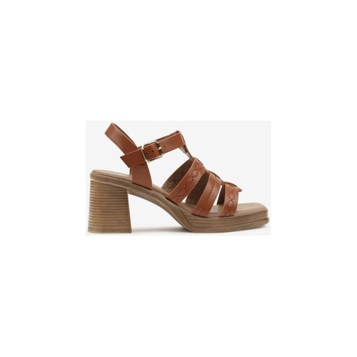Sandales à talon Sandale spartiate plateforme à talon bloc, Camel - Vera Collection - Modalova