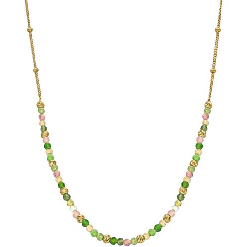 Collier Collier Argent Doré Perles Dorée Et Pierres Tourmaline - Orusbijoux - Modalova