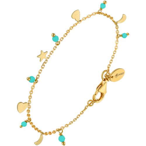 Bracelets Bracelet Argent Doré Pampilles De Forme Lune Cœur Et Pierre - Orusbijoux - Modalova