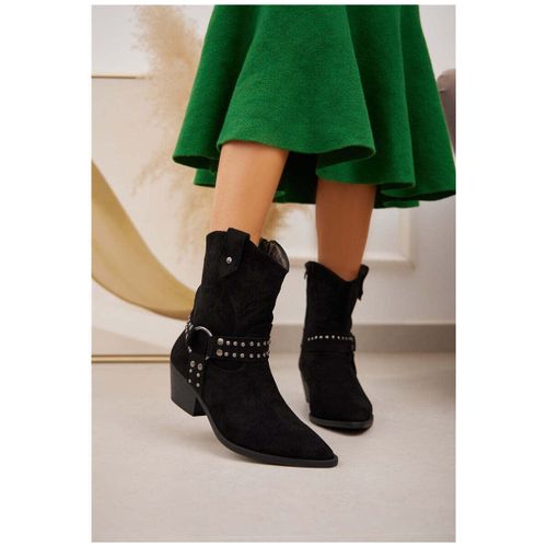 Bottines Santiags s avec boucle, Noir - Vera Collection - Modalova