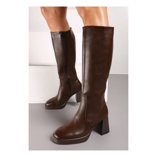 Bottes Bottes Marrons à talons épais et Plateforme - Vera Collection - Modalova