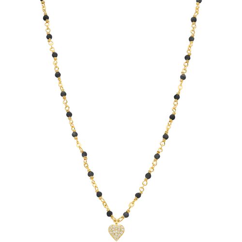 Collier Collier Argent Doré Cœur Diamanté Et Pierres Spinelle - Orusbijoux - Modalova