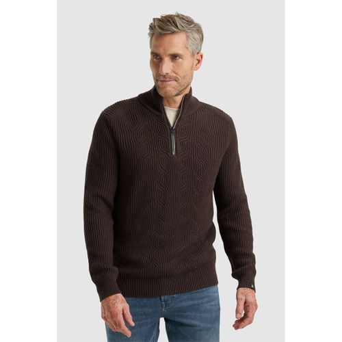 Sweat-shirt Pull Demi-Zip Structuré Mélange Laine Marron - Vanguard - Modalova