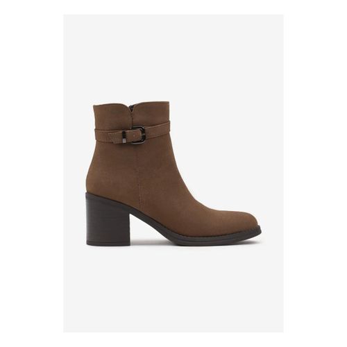 Bottines Bottine s à talon en nubuck avec boucle, Camel - Vera Collection - Modalova
