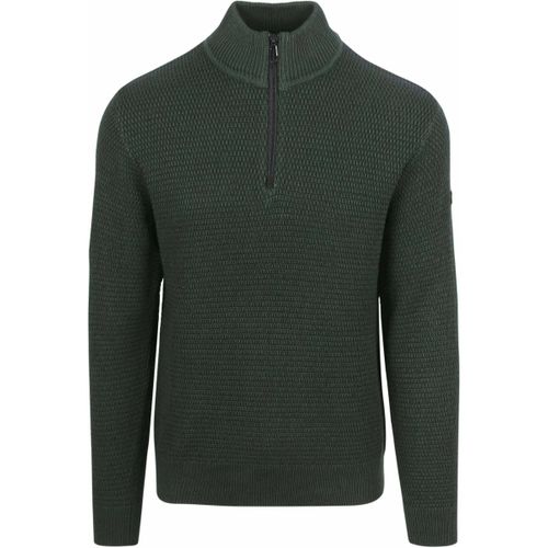 Sweatshirts Pull Demi-Zip Mélange Structure Vert Foncé - No Excess - Modalova