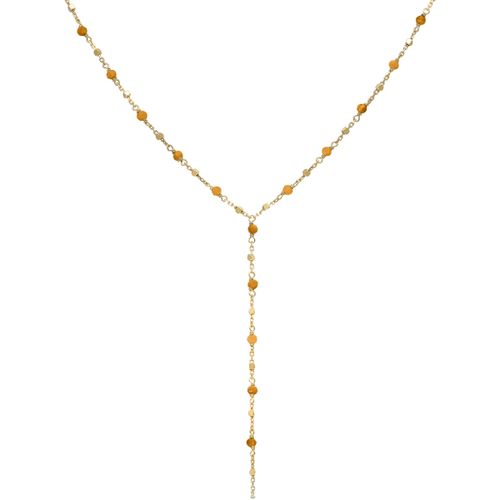 Collier Collier Cravate Argent Doré Perles Naturelles œil De Tigre - Orusbijoux - Modalova