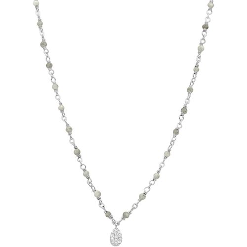 Collier Collier Argent Rhodié Goutte Diamanté Pierres Naturelles - Orusbijoux - Modalova