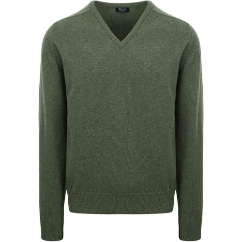 Sweatshirts Pull Laine d'Agneau Col V Vert Olive - William Lockie - Modalova
