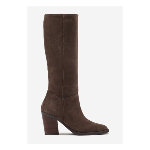 Bottes Bottes Taupe à talon bloc, en cuir suédé - Vera Collection - Modalova
