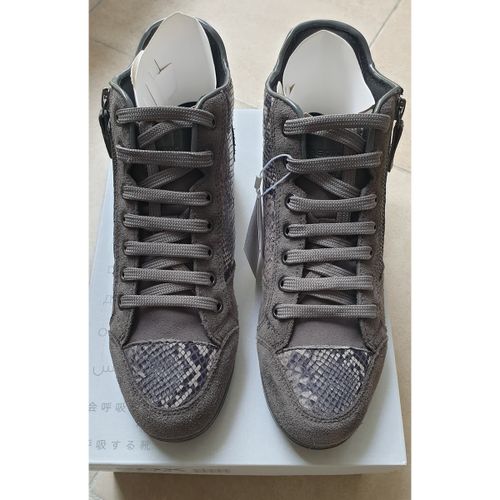 Baskets montantes Sneakers montantes Respira grises cuir velouté et motif ser - Geox - Modalova