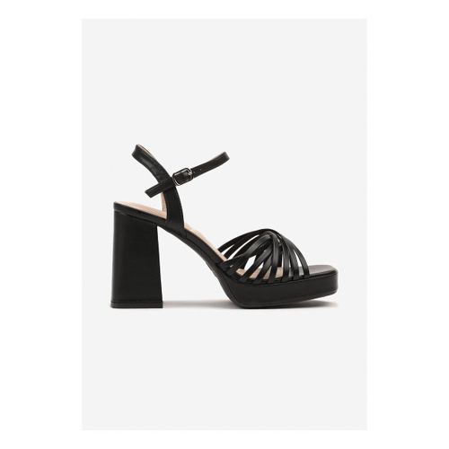 Sandales à talon Sandale à talon plateforme avec brides croisées, Noir - Vera Collection - Modalova