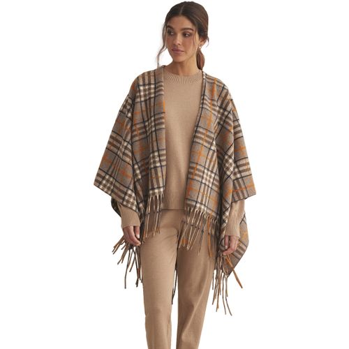 Veste Poncho Camel Cuadros COMPLEMENTOS - Selmark - Modalova