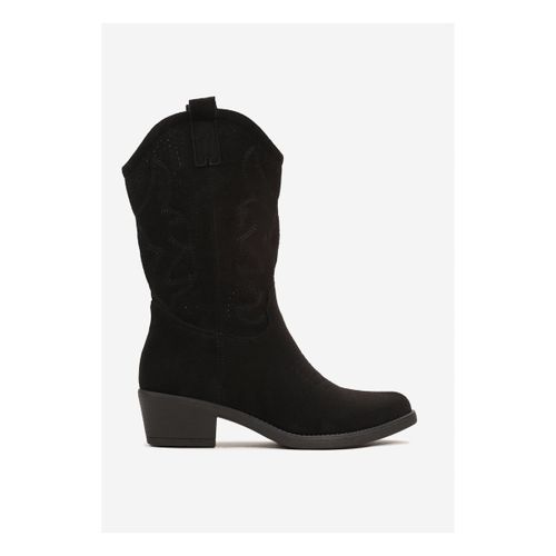Bottines Bottes Santiags mi- mollet ajourée, Noir - Vera Collection - Modalova