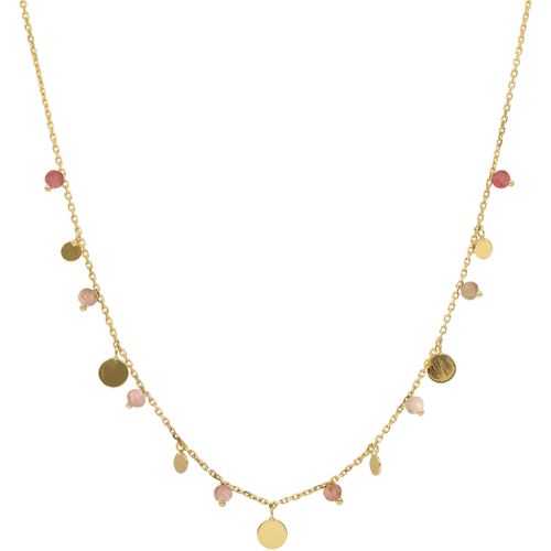 Collier Collier Argent Doré Pampilles Et Pierres Quartz Rose Fraise - Orusbijoux - Modalova