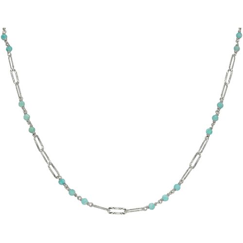 Collier Collier Argent Rhodié Maillon Pierre Amazonite - Orusbijoux - Modalova