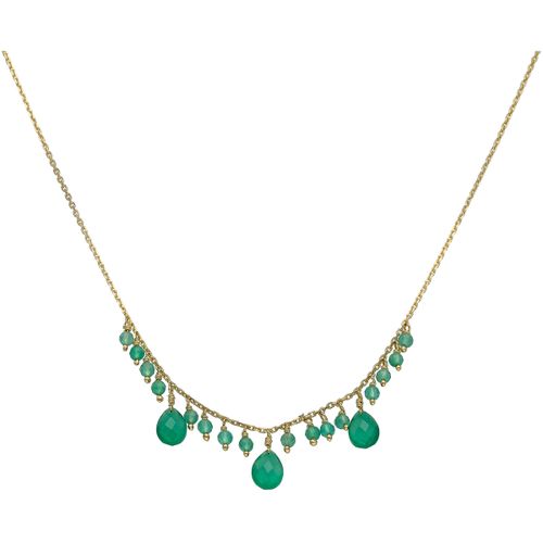 Collier Collier Argent Doré Pierre Pampille Onyx Vert - Orusbijoux - Modalova