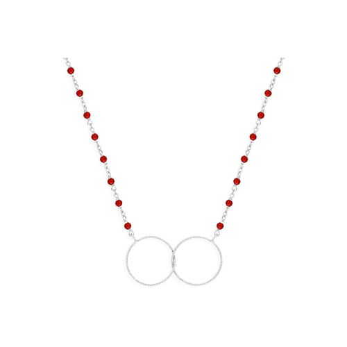 Collier Collier Argent Rhodié Double Rond Et Pierre Rouge - Orusbijoux - Modalova