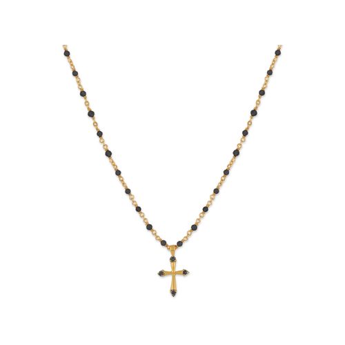 Collier Collier Argent Doré Croix Et Pierres Naturelles Noir - Orusbijoux - Modalova