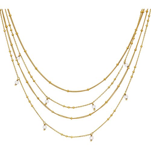 Collier Collier Argent Dorée Multiples Chaine Et Pierres Naturelles - Orusbijoux - Modalova
