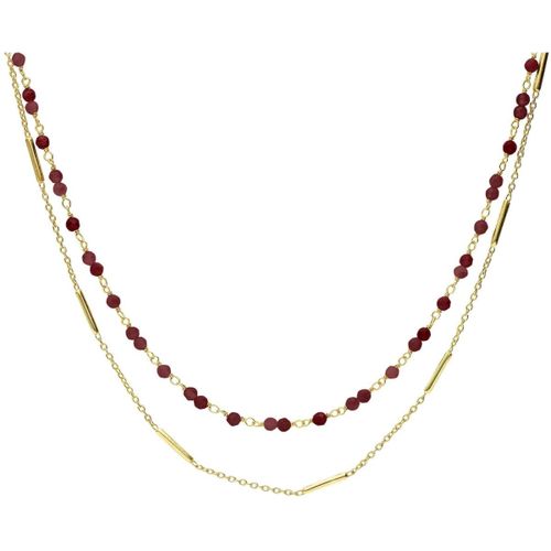 Collier Collier Argent Doré Doubles Chaînes Barrettes Et Perles - Orusbijoux - Modalova