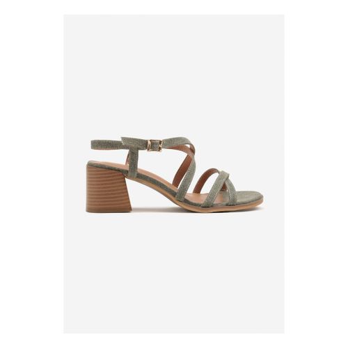 Sandales à talon Sandales à talon carré avec lanières croisée, Kaki vert - Vera Collection - Modalova