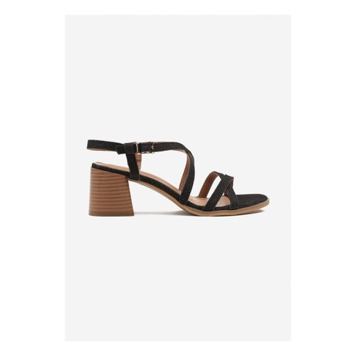 Sandales à talon Sandales à talon carré avec lanières croisée, Noir - Vera Collection - Modalova