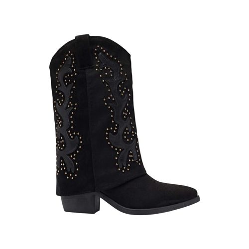 Bottines Bottes Santiags guêtres style Cowboy, Noir - Vera Collection - Modalova