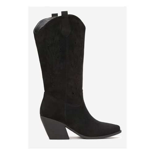 Bottines Bottes Santiags mi- mollet ajourée, Noir - Vera Collection - Modalova