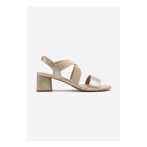 Sandales à talon Sandales dorées à talons carrés avec brides croisées - Vera Collection - Modalova