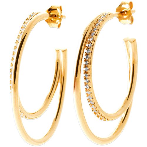 Boucles oreilles Créoles double boucle empierrée - Brillaxis - Modalova