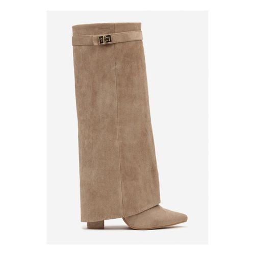 Bottes Bottes guêtres à talon carré et bout pointu, Taupe - Vera Collection - Modalova