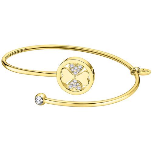 Bracelets Jonc style acier doré trèfle serti - Lotus - Modalova