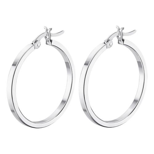 Boucles oreilles Créoles Silver fil carré 2mm - Lotus - Modalova