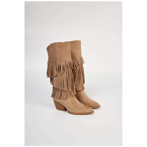 Bottes Botte Santiags style Cowboy à franges, Taupe - Vera Collection - Modalova