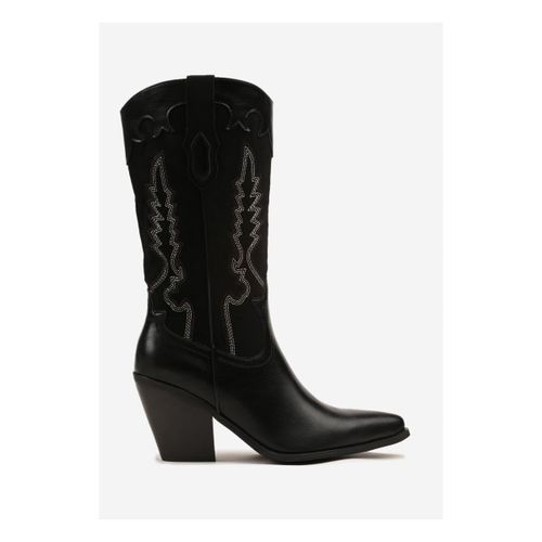 Boots Bottes Santiags mi-mollet bi-matières, Noires - Vera Collection - Modalova