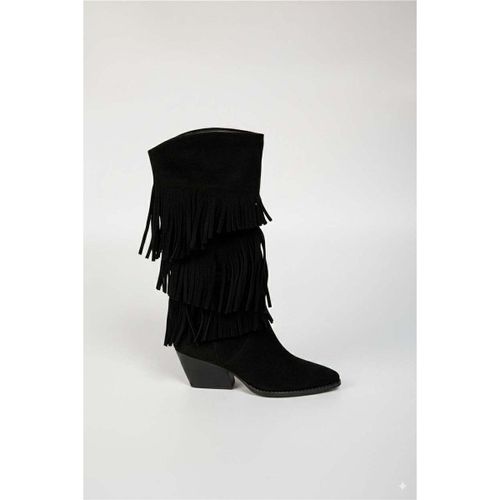 Boots Botte Santiags style Cowboy à franges, Noire - Vera Collection - Modalova